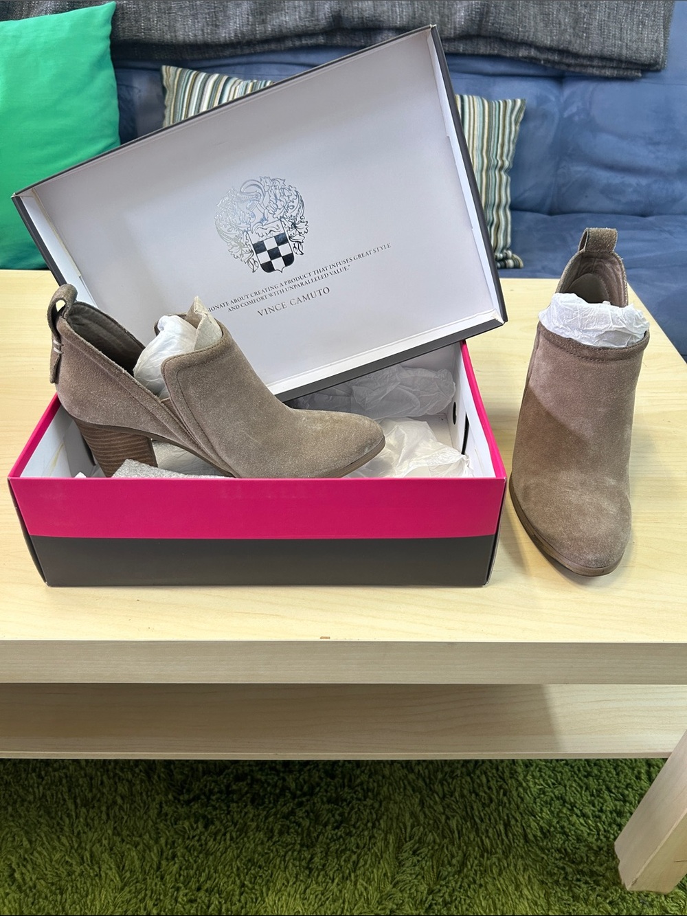 Vince Camuto Taupe Suede Pull-On Ankle Booties